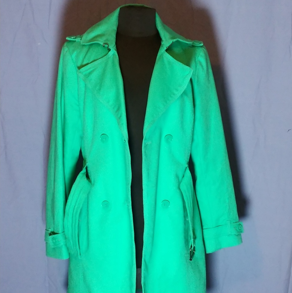 Teal trench coat
